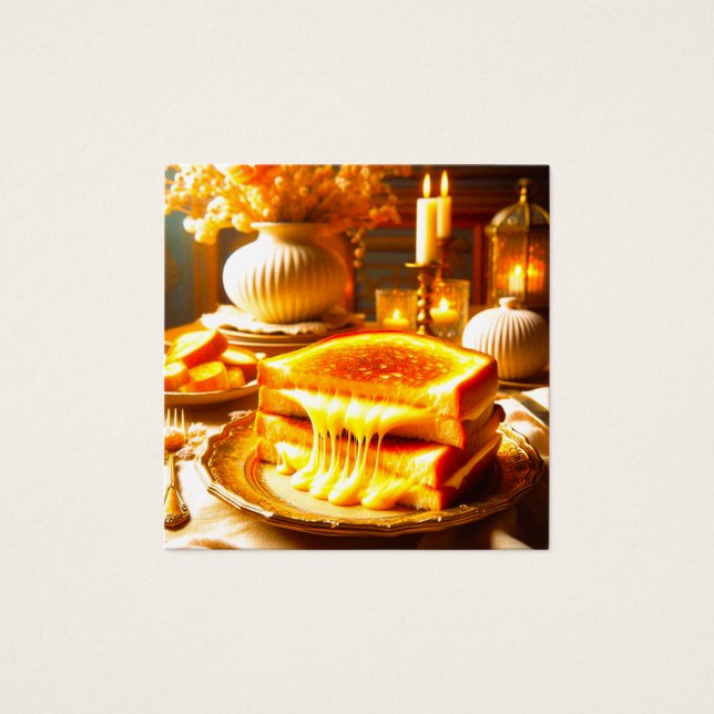 Cartes De Visite Repas Confort aux chandelles : Sandwich au fromage (Devant)