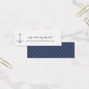 Cartes De Visite Réponse de mariage élégant avec ancre nautique