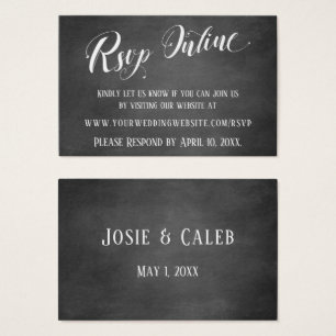 Cartes De Visite Réponse de mariage en ligne Cœur Script & Tableau