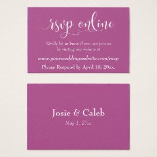 Cartes De Visite Réponse de mariage en ligne encart blanc script su
