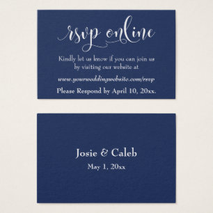Cartes De Visite Réponse de mariage en ligne Insert blanc Script & 