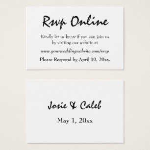 Cartes De Visite Réponse de mariage en ligne Modifiable Noir Script