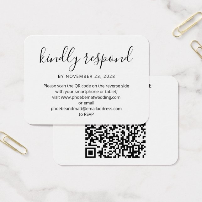 Cartes De Visite Réponse RSVP par Code QR moderne et Site Web (Bureau)