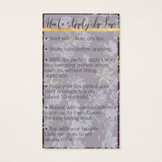 Cartes De Visite Réservé pour Amy ~LipSense Application & Tips Card