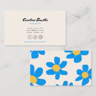 Cartes de visite rétro Floral Doodle