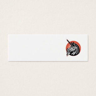 Cartes De Visite Rétro gravure sur bois en chef fâché de licorne