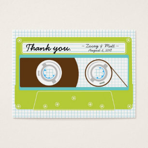 Cartes De Visite Rétro Indie Mixtape Mariage bleu / Lime vert
