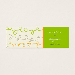 Cartes De Visite Retro Orange Green Scribbles Wedding Favor Tags