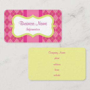 Cartes de visite rétro personnalisées argyle rose 