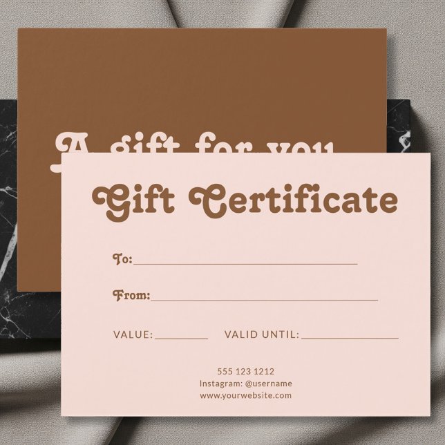 Cartes De Visite Retro Playful Minimalist Pink Brown Certificate (Créateur téléchargé)