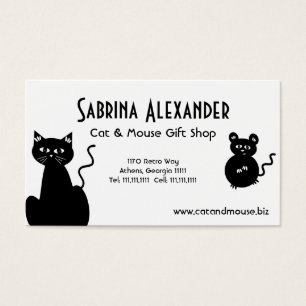 Cartes De Visite Rétros chat et souris mignons de bande dessinée