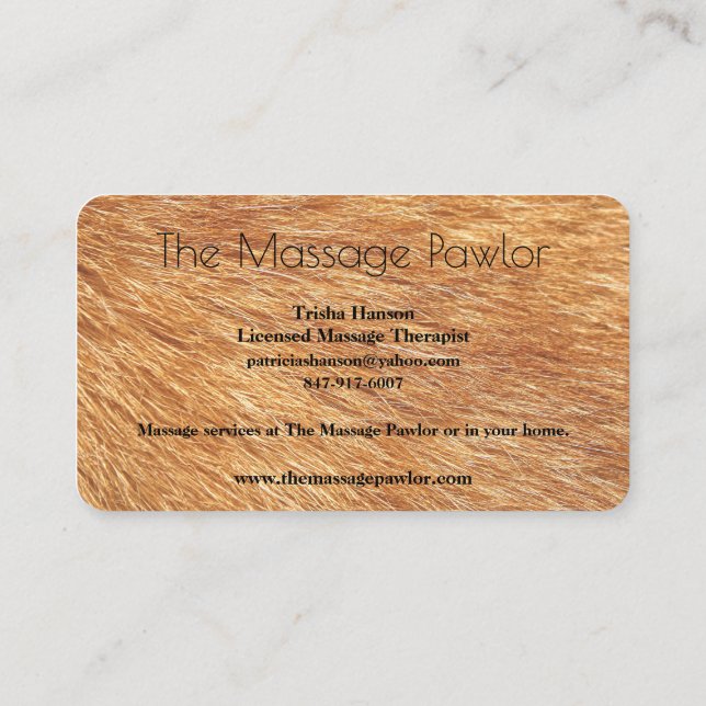 Cartes de visite révisées de Massage Pawlor (Dos)