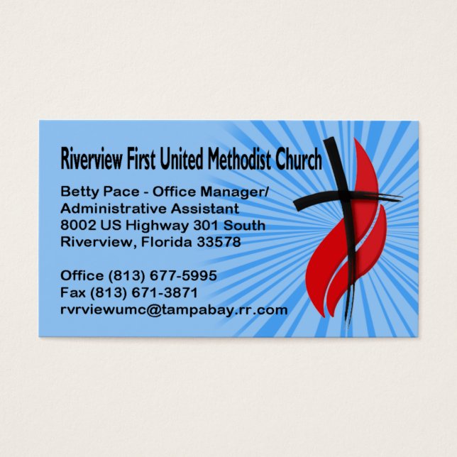 Cartes De Visite Riverview First UMC Office Manager (Devant)