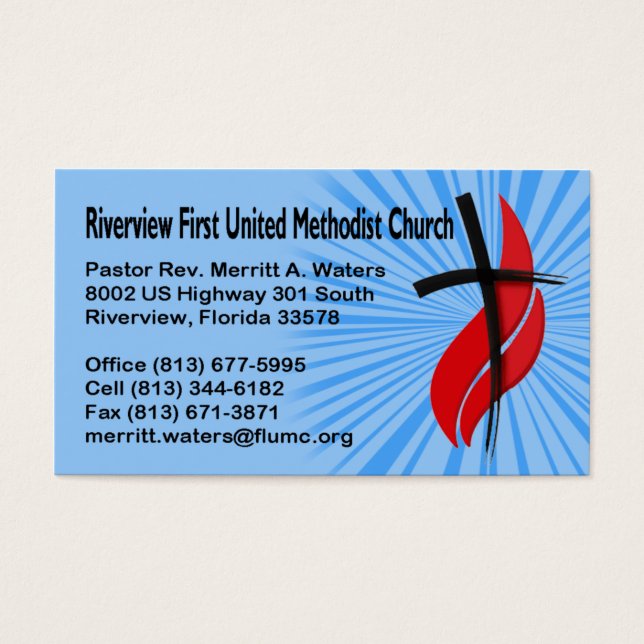 Cartes De Visite Riverview First UMC Pastor Rev. (Devant)