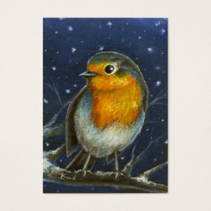 Cartes De Visite Robin dans la copie d'aceo de neige
