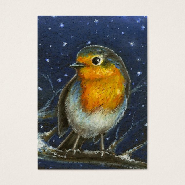 Cartes De Visite Robin dans la neige imprimé aco (Devant)