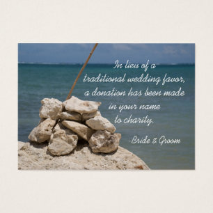 Cartes De Visite Rocks on Beach Wedding Charity Favor Card