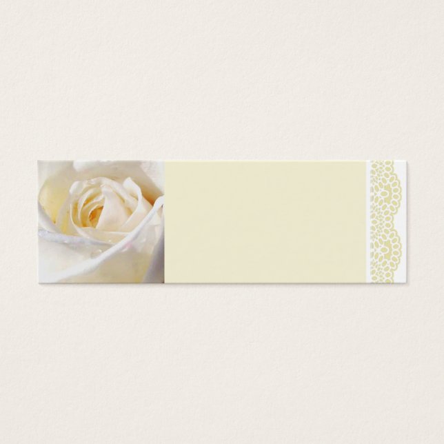 Cartes De Visite Rose blanche et dentelle (Devant)