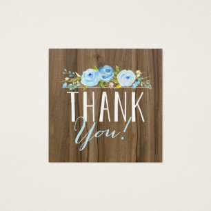 Cartes De Visite Rose bleu rustique Merci Mini Carré Favoriser