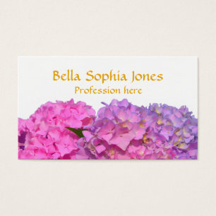 Cartes De Visite Rose Blue Hydrangeas élégantes fleurs rose violet