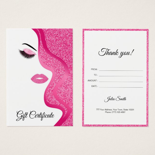 Cartes De Visite Rose clair moderne avec effet Parties scintillant (Devant & derrière)