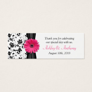 Cartes De Visite Rose Daisy Black White Floral Wedding Favor Tags