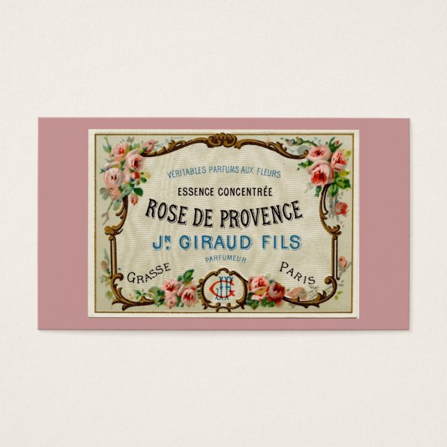 Cartes De Visite Rose de Provance un parfum français (Devant)