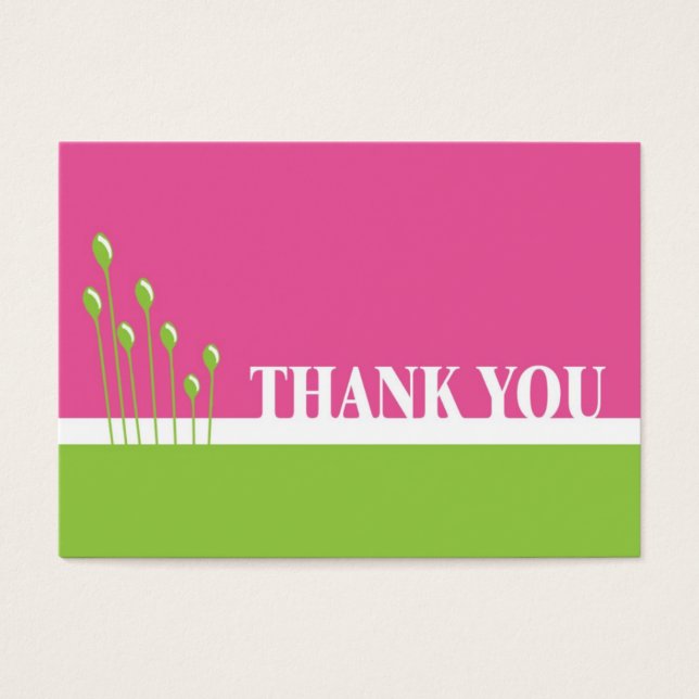 Cartes De Visite Rose et vert Merci (Devant)