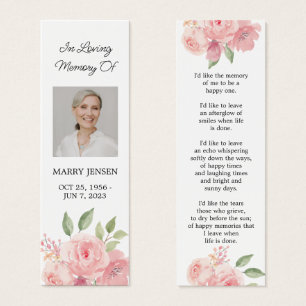 Cartes De Visite Rose Floral Photo Funeral Signet