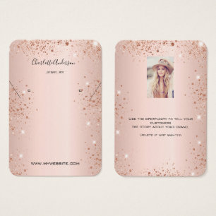 Cartes De Visite Rose gold earring photo glitter display card
