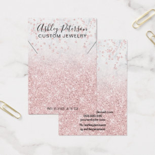 Cartes De Visite rose gold glitter marble chic necklace display