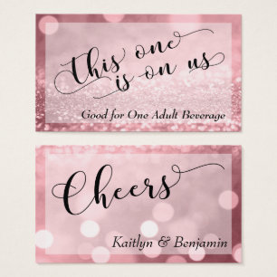 Cartes De Visite Rose Gold Parties scintillant Bokeh Type Boisson B