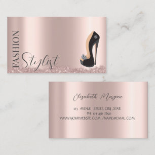 Cartes de visite Rose Gold Talons Hauts Noirs