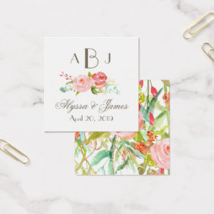 Cartes De Visite Rose Jardin trois lettres Monogramme Favoriser Car