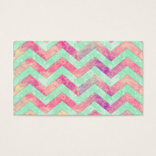 Cartes De Visite Rose lunatique Chevron de vert de menthe d'abrég