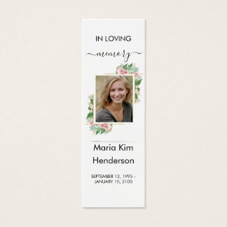 Cartes De Visite Rose Memorial Poem Prière Signet funéraire