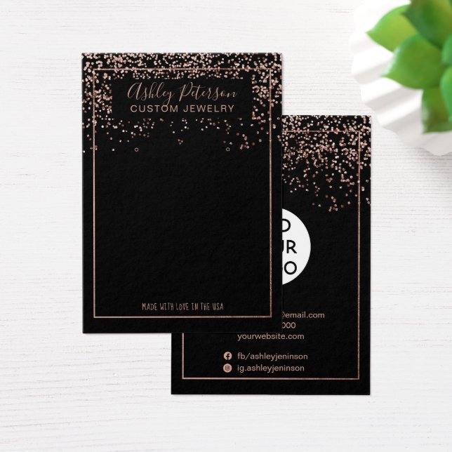 Cartes De Visite Rose or noir logo bijoux (Bureau)