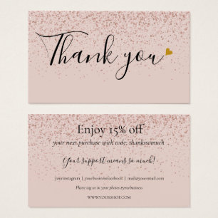 Cartes De Visite Rose Paillettes Merci pour votre remise sur vos ac