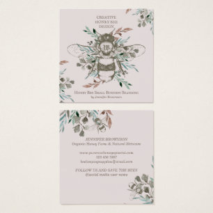 Cartes De Visite Rose Pâle Créatif Abeille à Miel Apiary Vintage