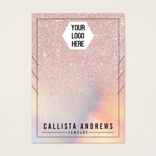 Cartes De Visite Rose Parties scintillant or Iridescente Colliers A (Devant)