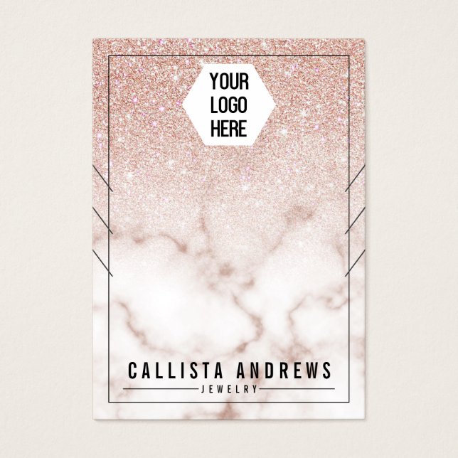 Cartes De Visite Rose Parties scintillant or Marbre Colliers Affich (Devant)