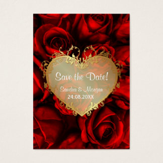 Cartes De Visite Rose rouge mariage floral Enregistrer la date
