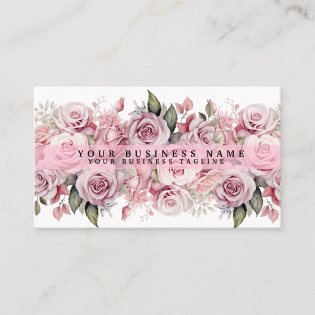 Cartes de visite Roses aquarelle rose saumon (Devant)