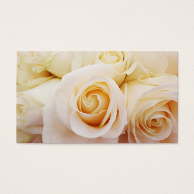 Cartes De Visite Roses blanches Florale Pure nuptiale (Devant)