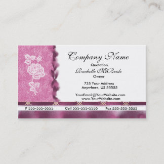 Cartes de visite roses de broderie blanche rose de