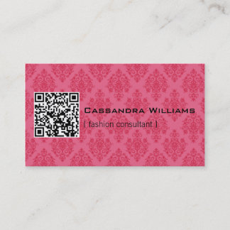 Cartes de visite roses de CODE de la damassé QR