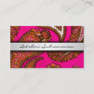 Cartes de visite roses de l'Inde Paisley