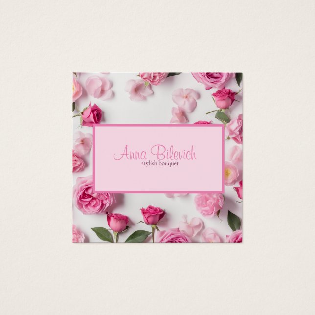 Cartes De Visite roses de printemps rose fleurissent (Devant)