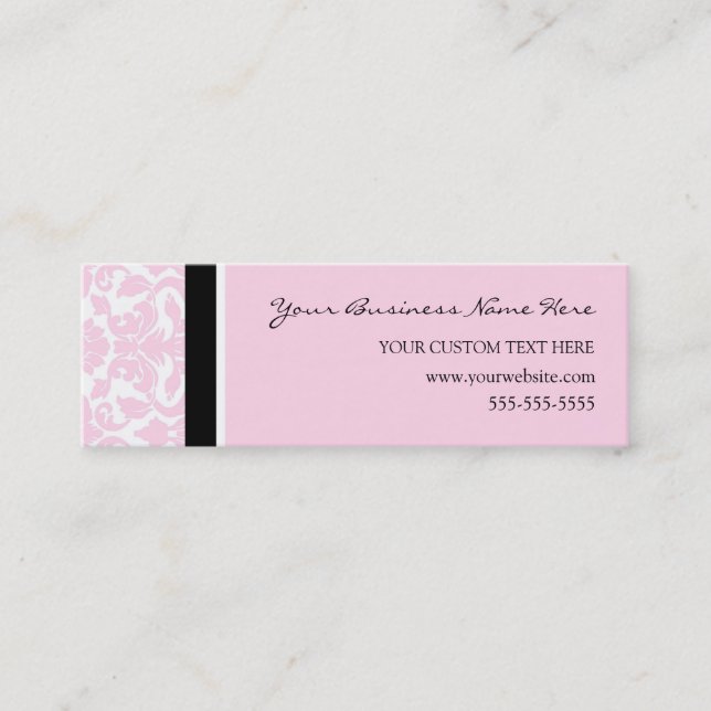 Cartes de visite roses élégants de damassé (Devant)