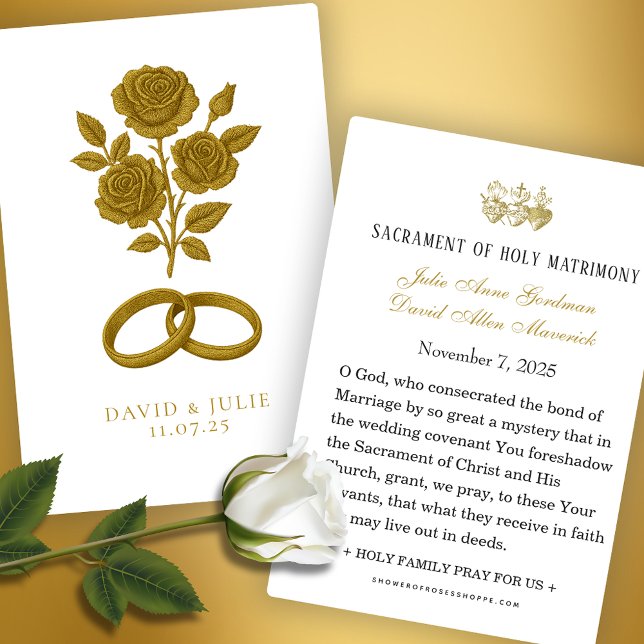 Cartes De Visite Roses et alliances de mariage Mémento de prière ca (Créateur téléchargé)